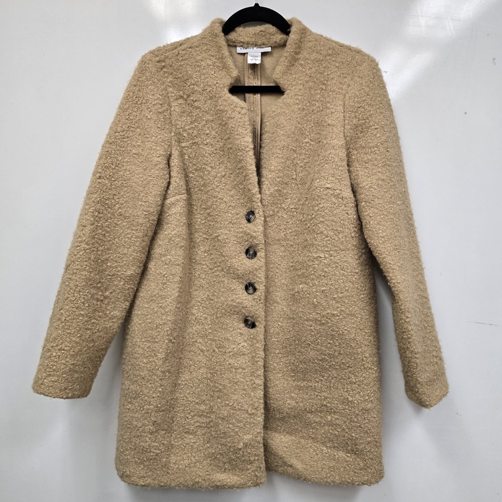Carol Wren Cozy Women's Button down Sweater Jacket‎ Large Khaki Beige - Picture 5 of 9